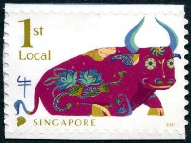 SING2021-01S Singapore Year of the Ox Self-Adhesive